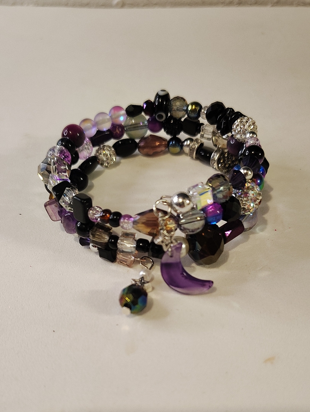 "Celestial Fantasy" Variety Beaded Wrap Bracelet With Charms